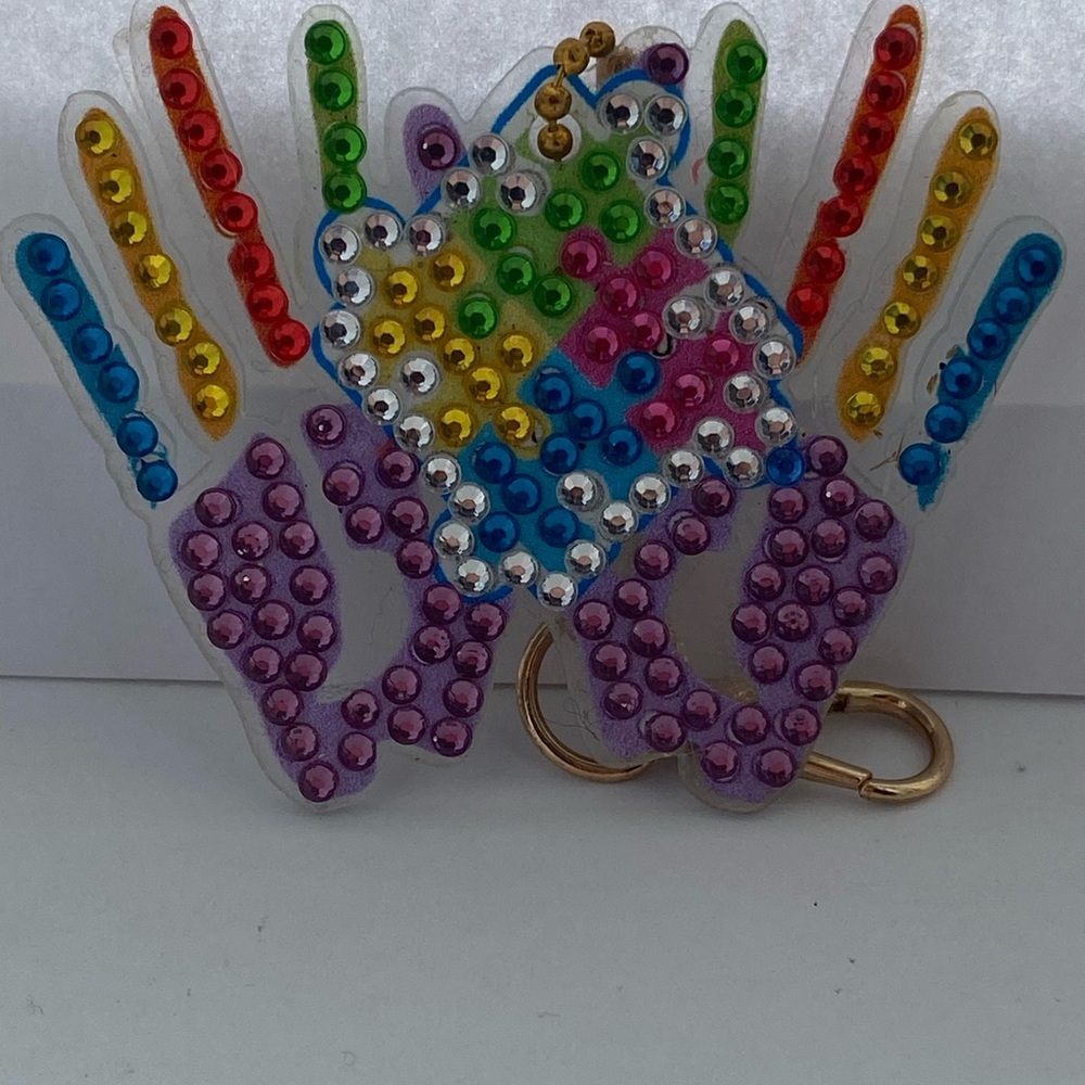 Handmade diamond art autism awareness keychain